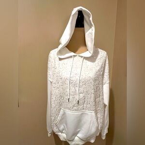 Ontwelfth White Sequined Hoodie, size M